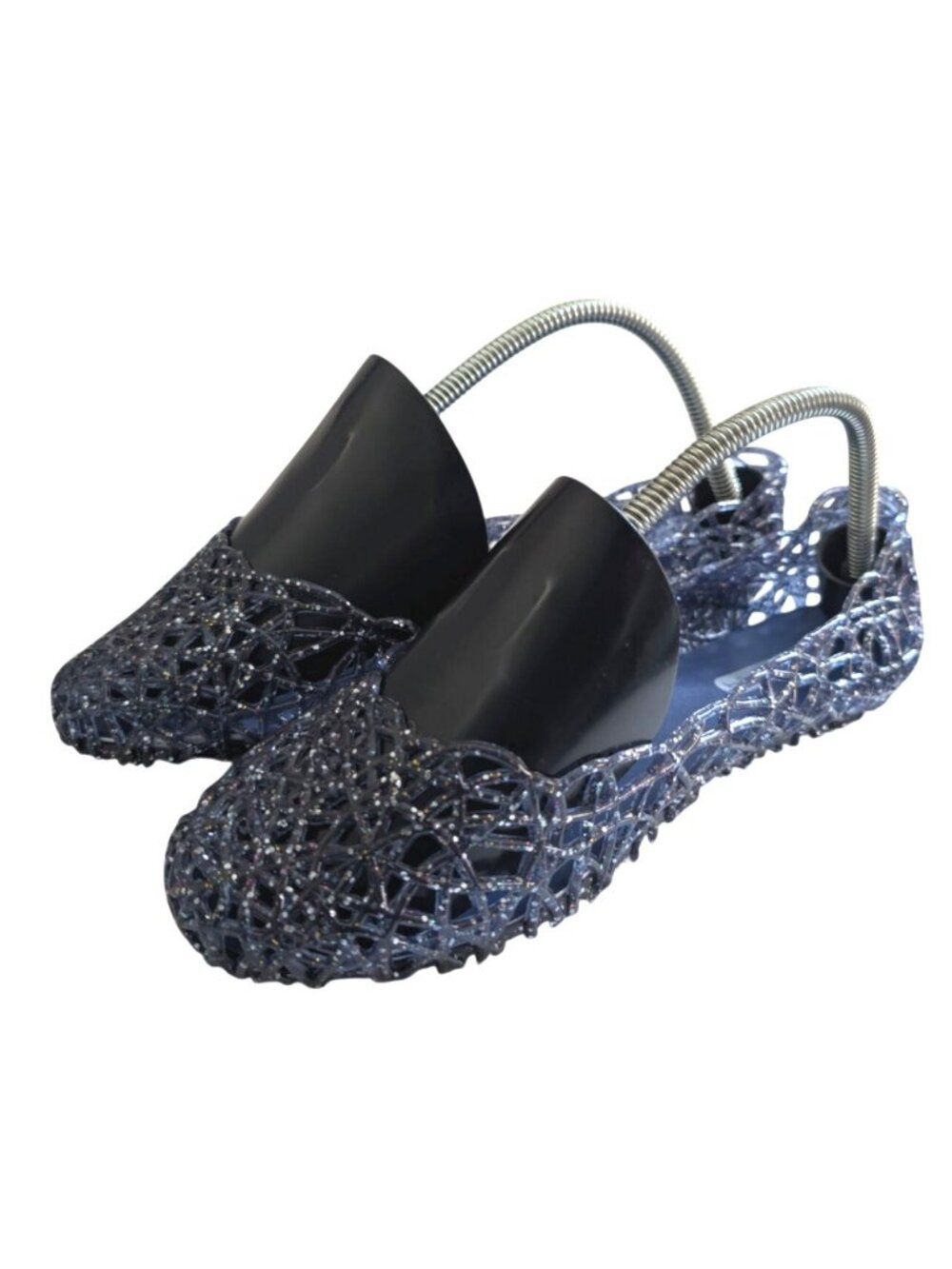 OHMGAA Glitter Jelly Flats Cutout Woven Slip On Shoes Women's Size 38 US 7.5